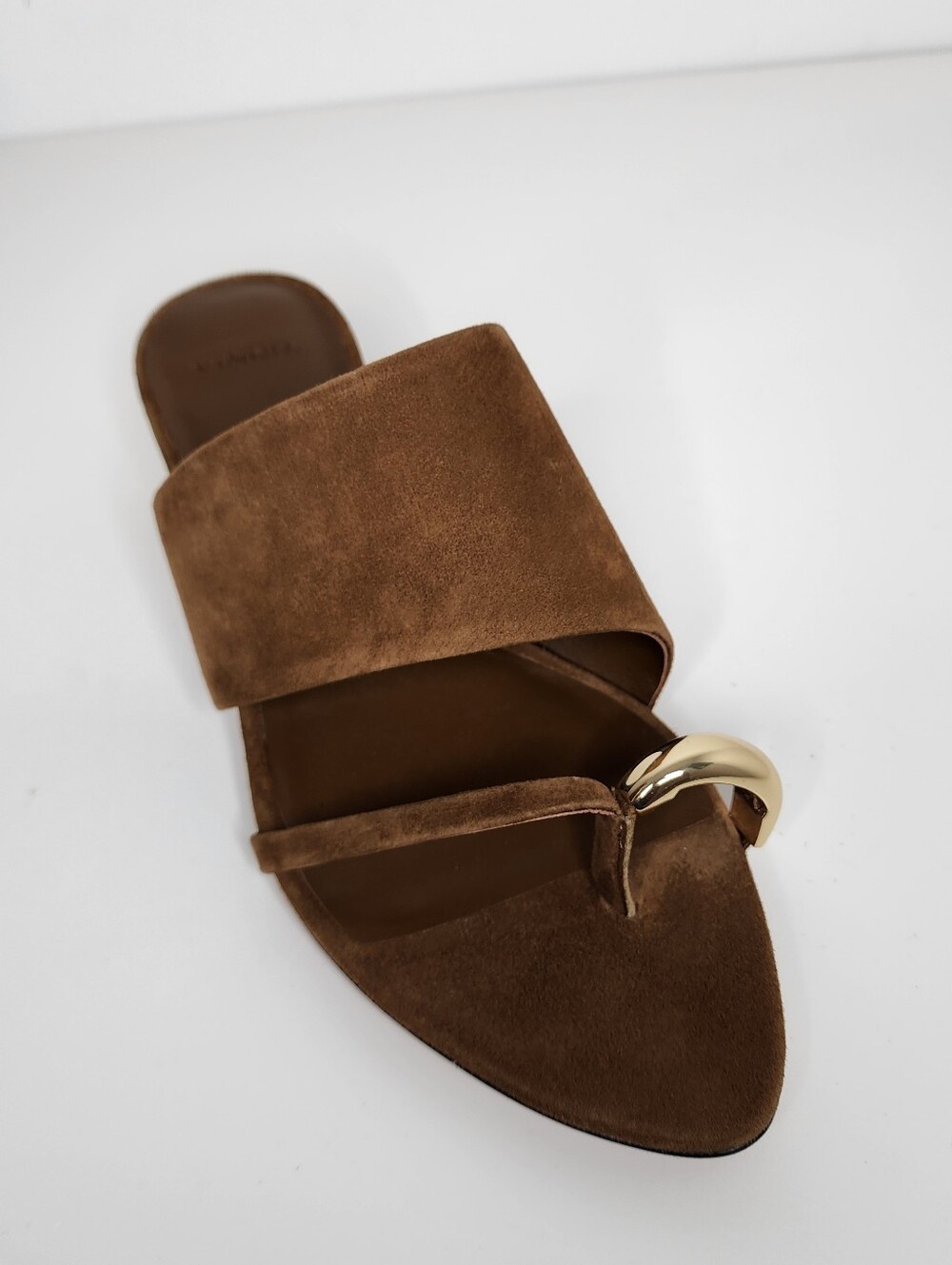 Vince Suzie Brown Suede Kitten Heel Slide Sandals Size 8.5 - Picture 5 of 11